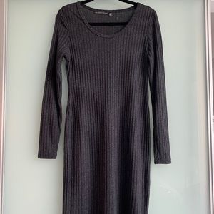 LONG SLEEVE KNIT SWEATER DRESS MIDI LENGTH